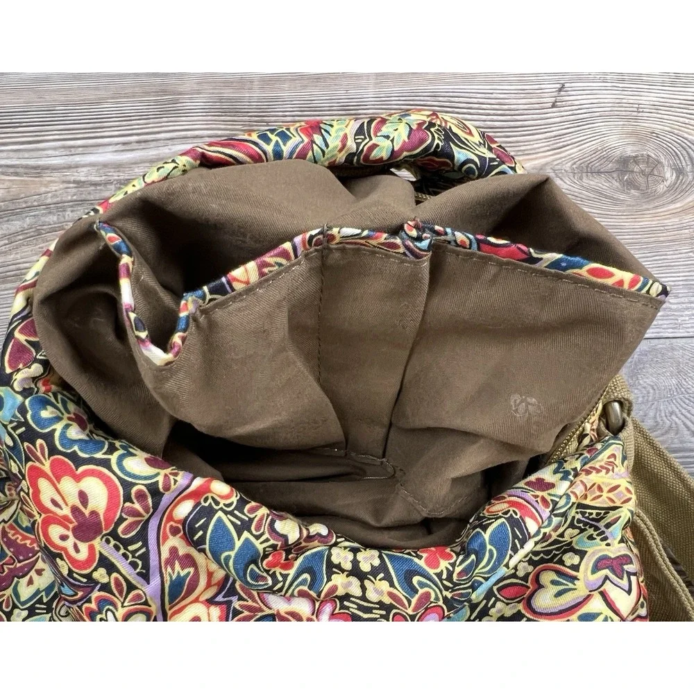 Black Butterfly Bohemian Style Canvas‎ Sling Backpack Multicolor Paisley Floral